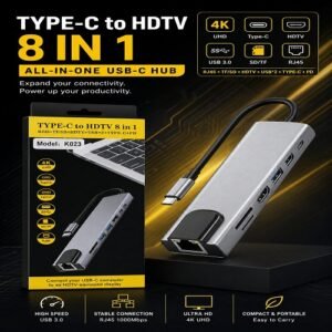 k023 8 in 1 usb c multiport hub with 4k hdmi, rj45 & pd charging